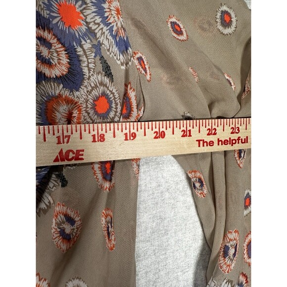 Moon Collection Womens Multi Colored Low V Neck Long Sleeve Casual Sheer Top Sm - Picture 2 of 7